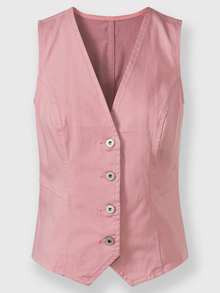 Gilets in denim with neckline in V and buttons decorative