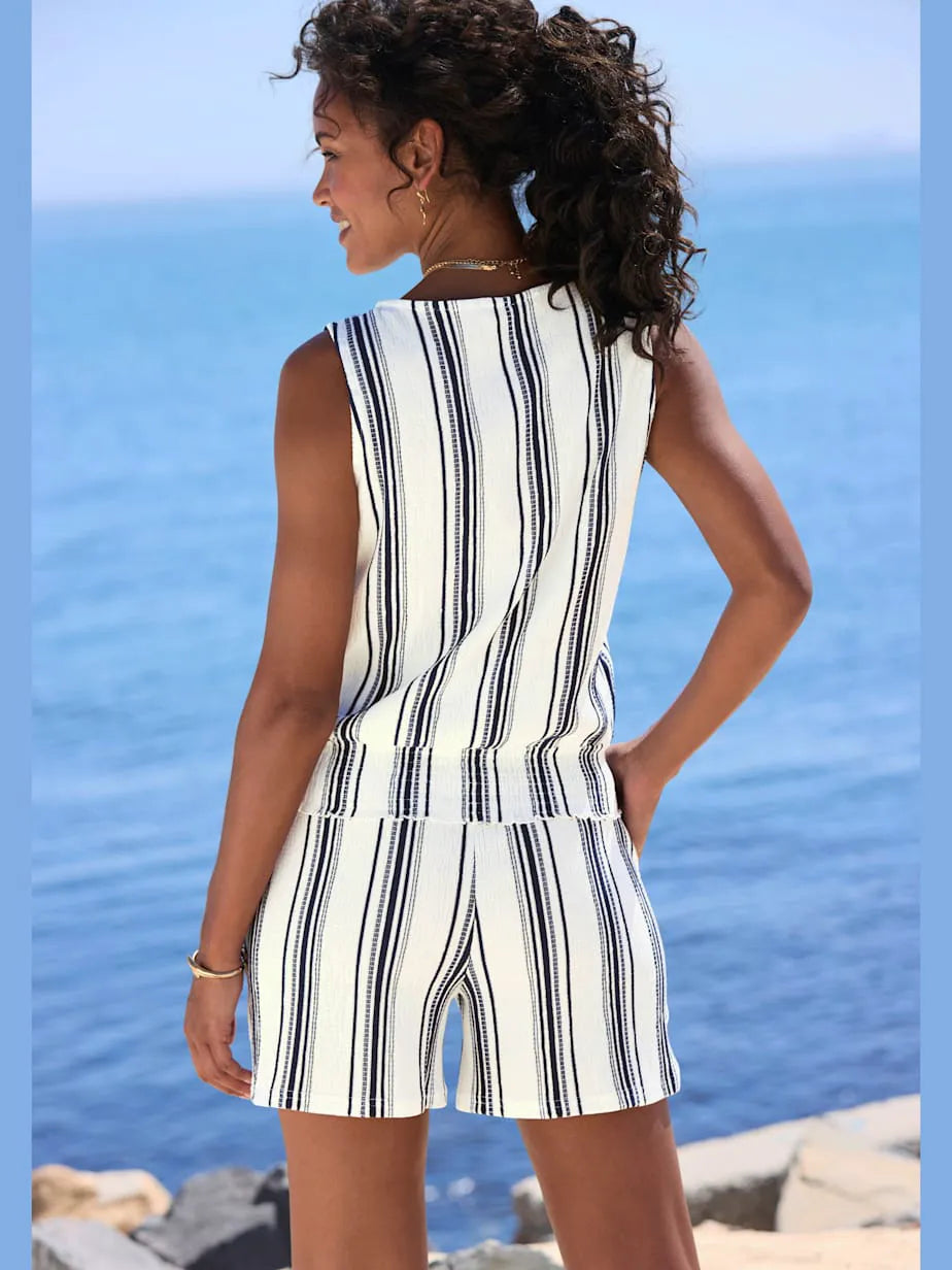 Shorts shorts casual with edges-ribs smocked extra-wide
