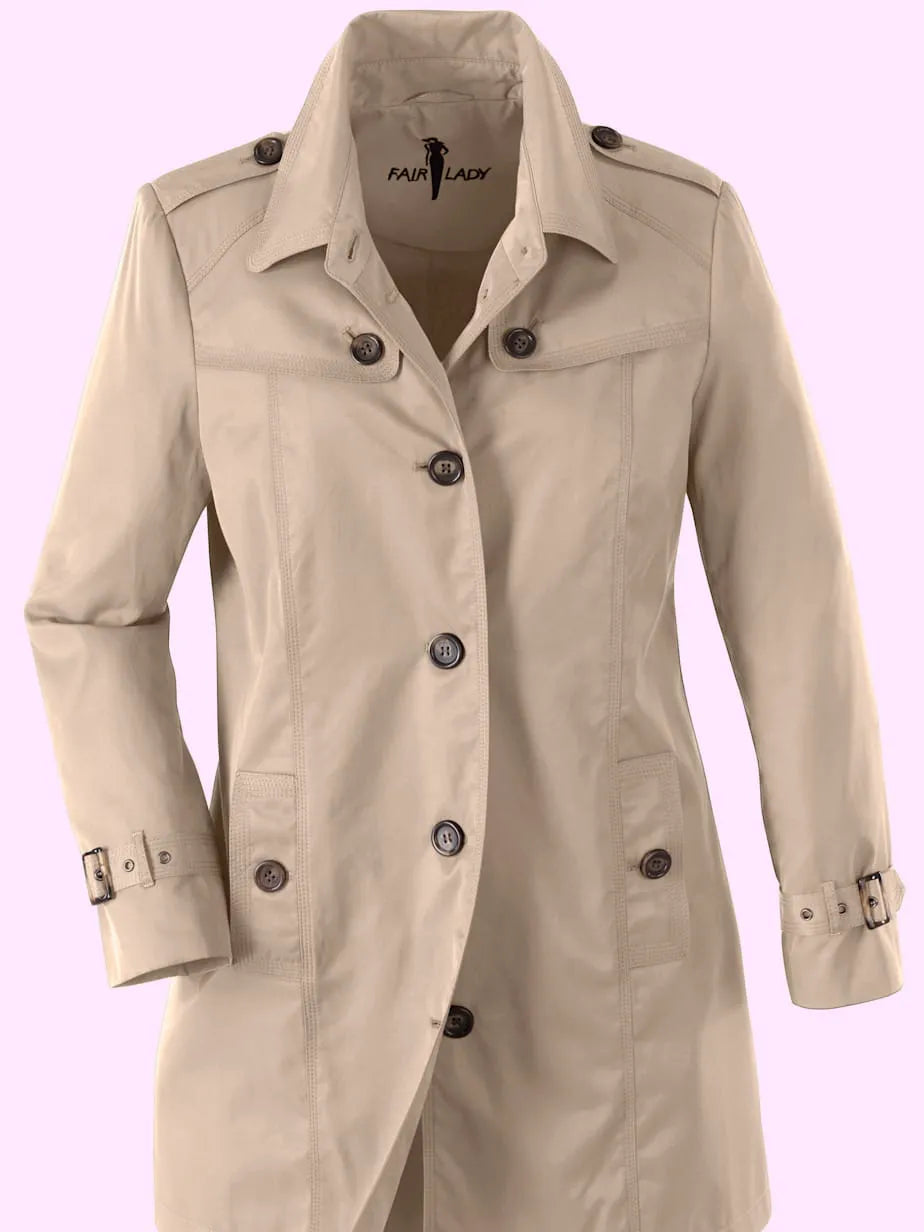 coat short trench with collar with revers and buttons