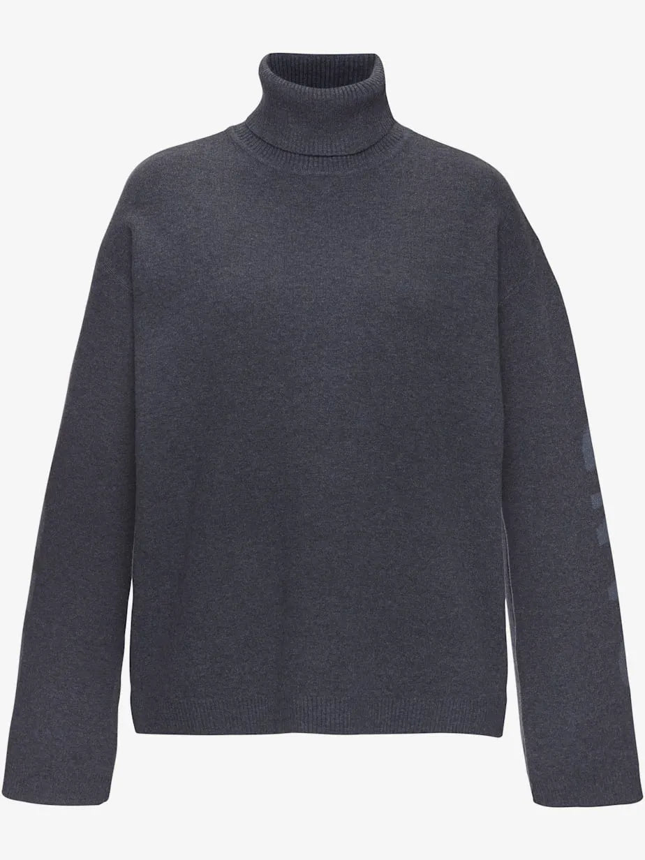 Sweater in tricot soft with collar rolled and sleeves longues