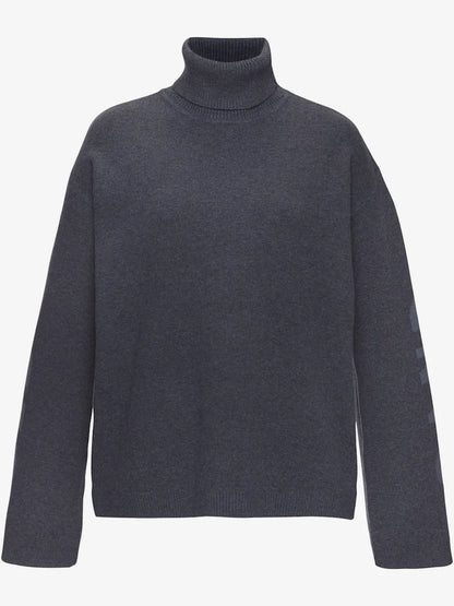 Sweater in tricot soft with collar rolled and sleeves longues