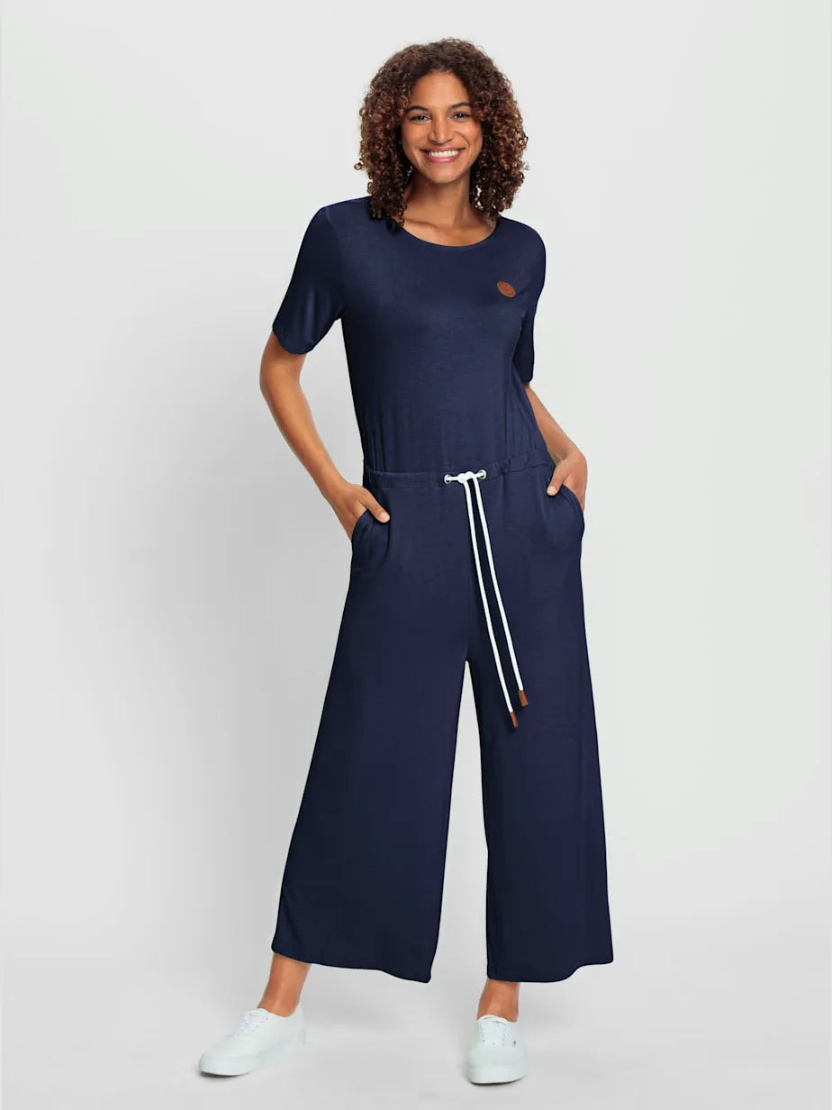 jumpsuit with collar rond and sleeves courtes with legs wide