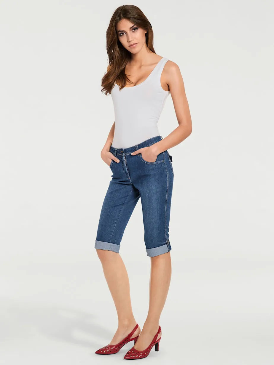 Corsaires in denim with Power Mesh and elasticity integrated