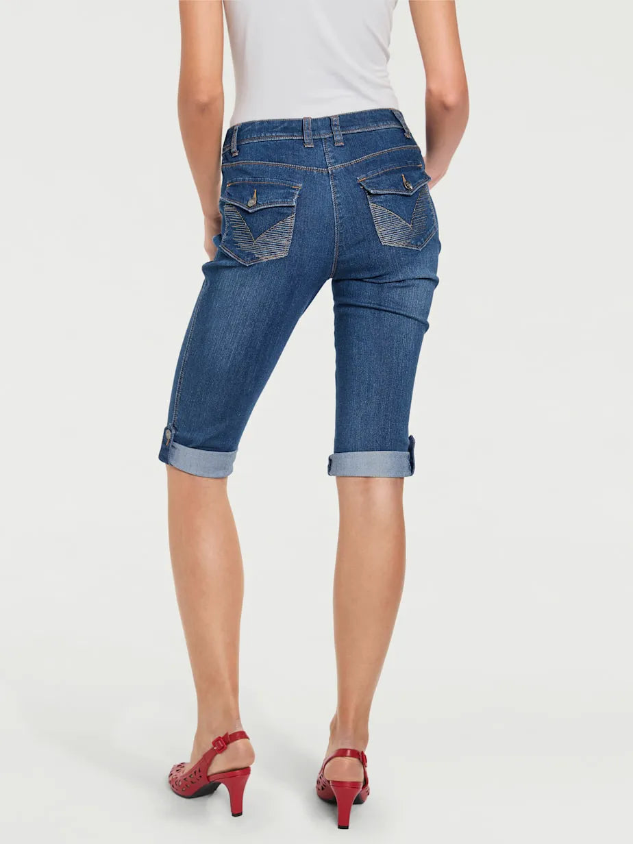 Corsaires in denim with Power Mesh and elasticity integrated