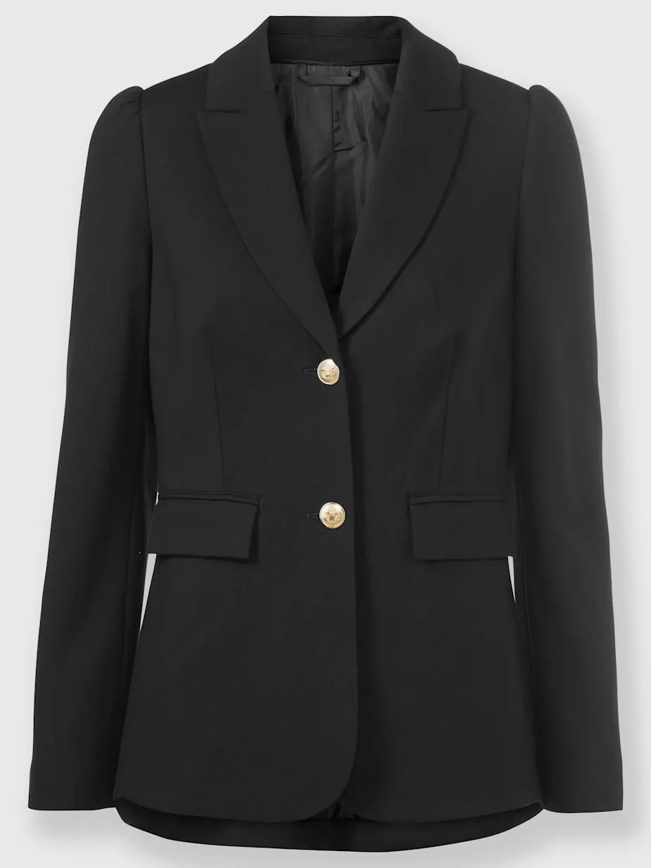 Tailleurs pantalons with collar with revers and sleeves bouffantes