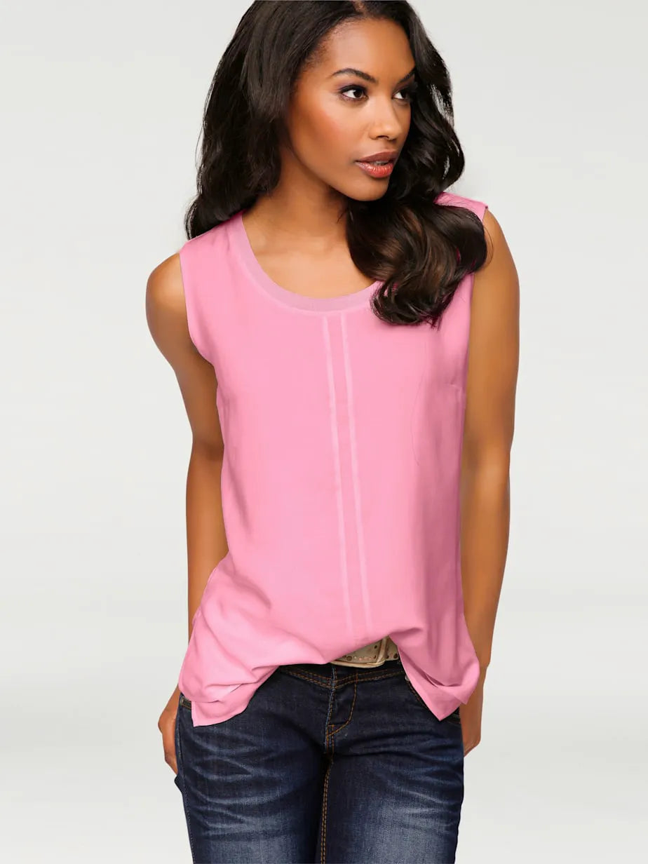 vest tops with collar ras du neck and jersey flowing