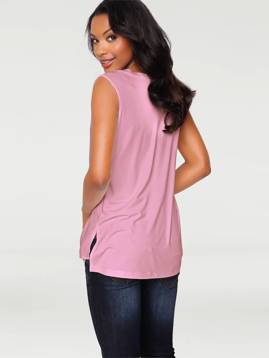 vest tops with collar ras du neck and jersey flowing