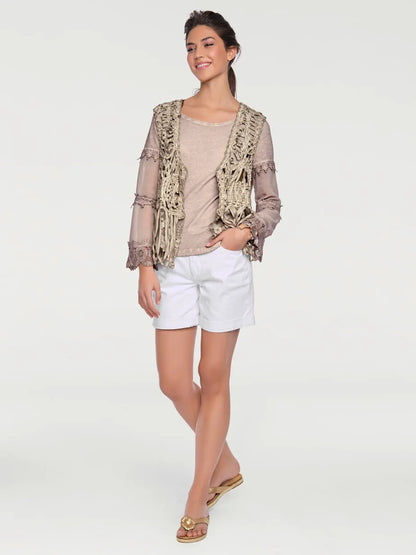 Shorts in denim cut straight with revers fabric extensible