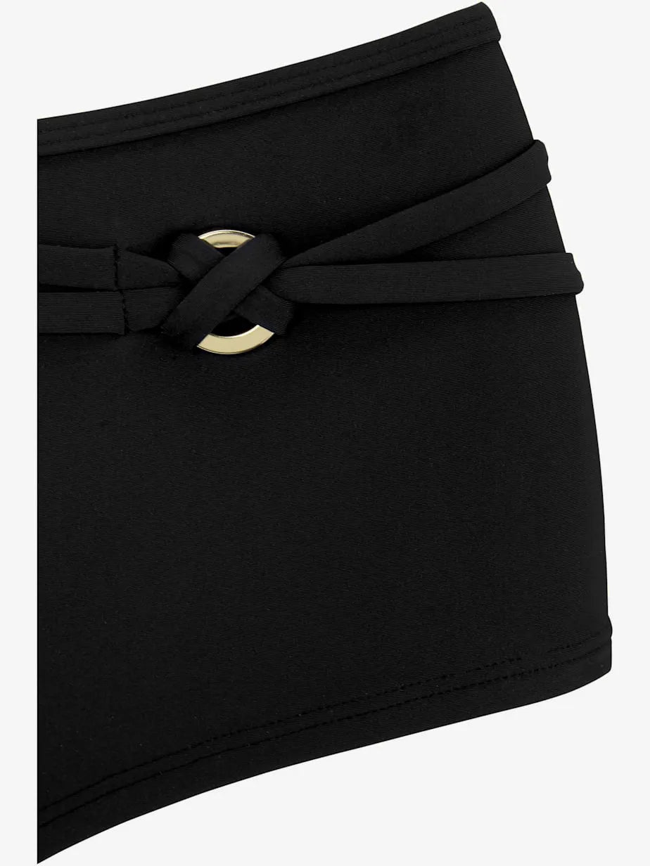 Bikini mini-shorts with belt decorative and anneau shiny