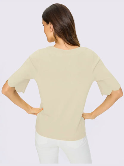sweater in tricot fin with neckline square and sleeves chauve-souris