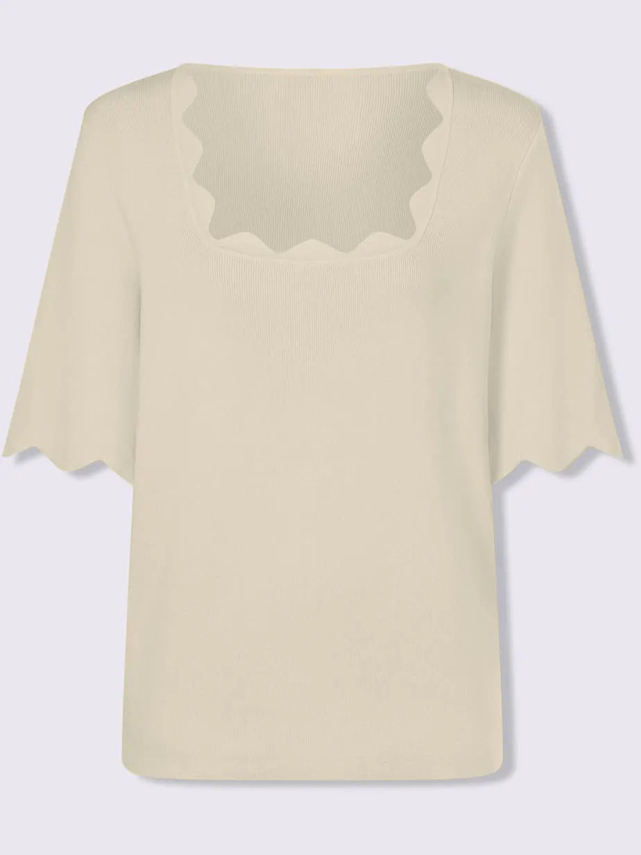 sweater in tricot fin with neckline square and sleeves chauve-souris