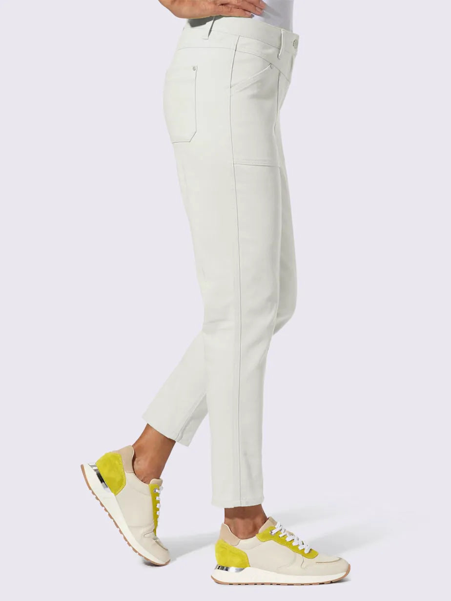 denim cut slim with belt gainante and pockets patch