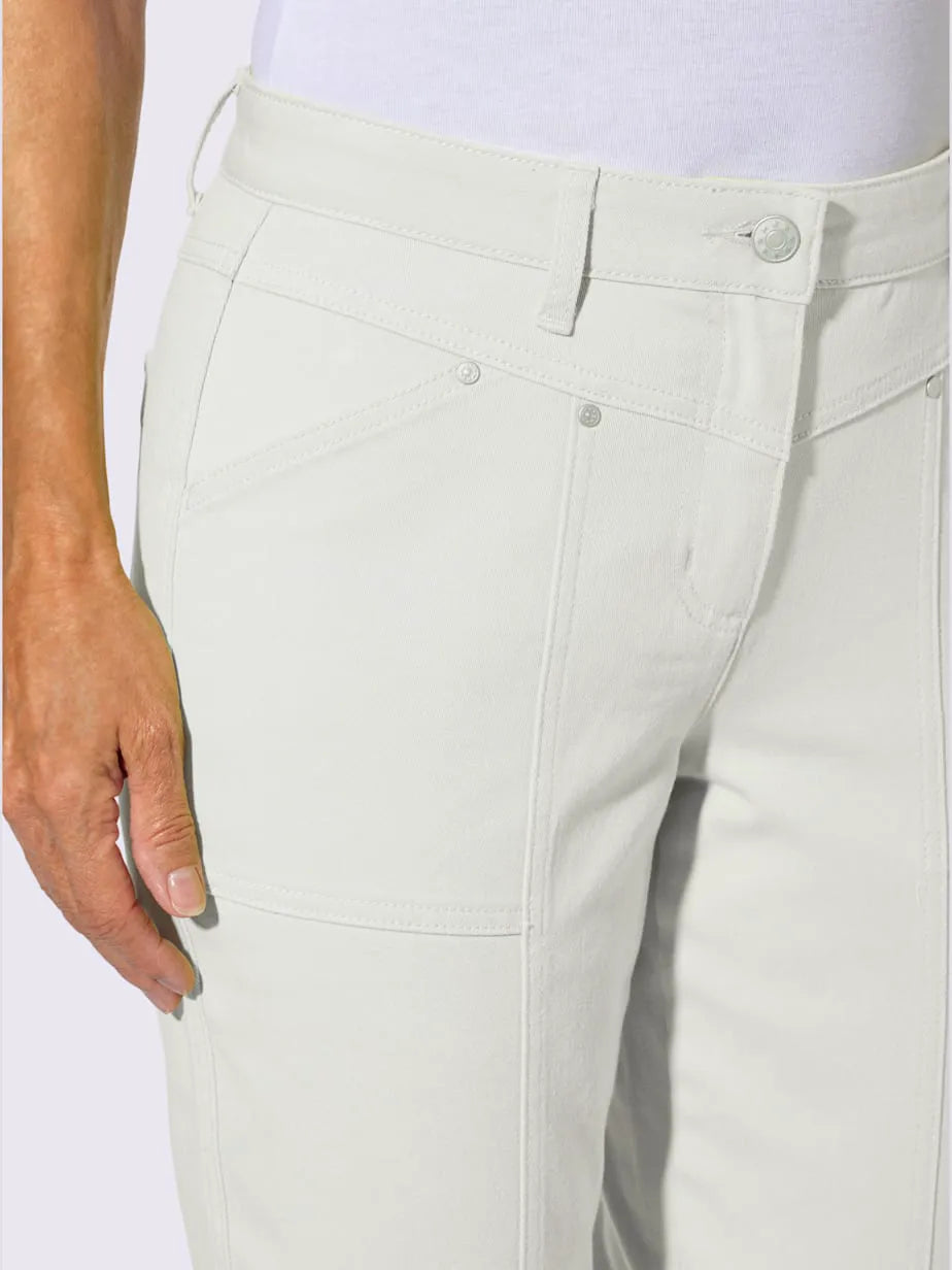 denim cut slim with belt gainante and pockets patch