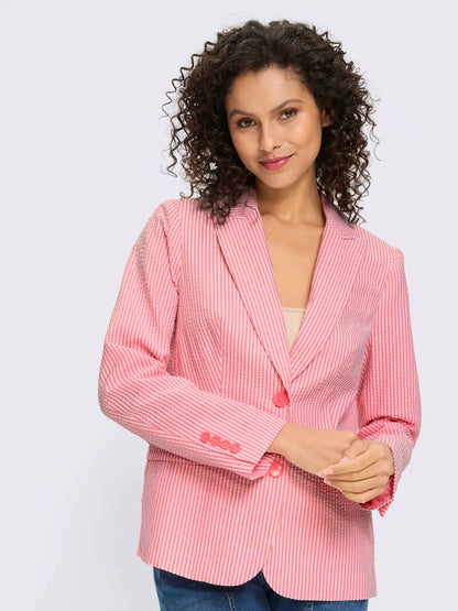 blazer light with stripes with collar with revers and sleeves longues