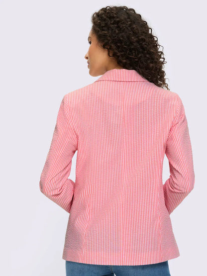 blazer light with stripes with collar with revers and sleeves longues