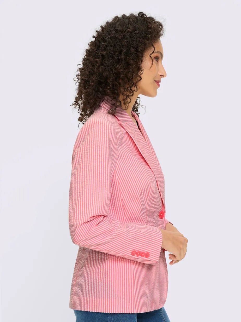 blazer light with stripes with collar with revers and sleeves longues