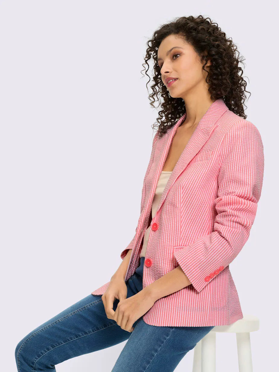 blazer light with stripes with collar with revers and sleeves longues