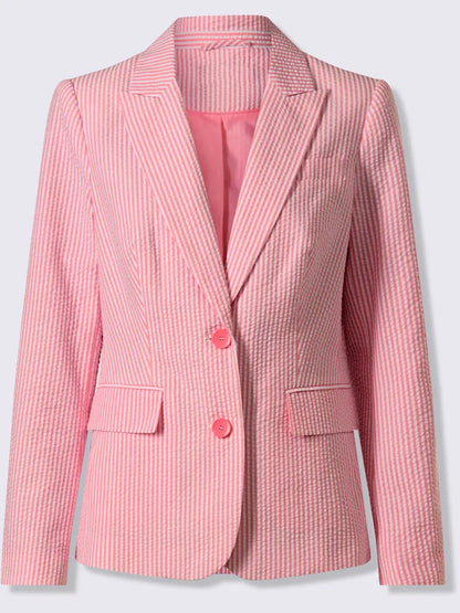 blazer light with stripes with collar with revers and sleeves longues