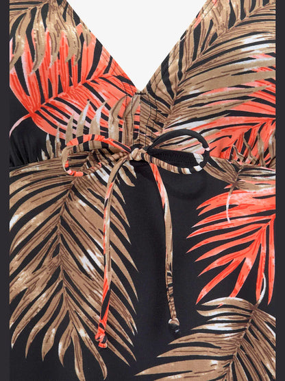 Tankini with armatures with printed palmiers and lien under the bust