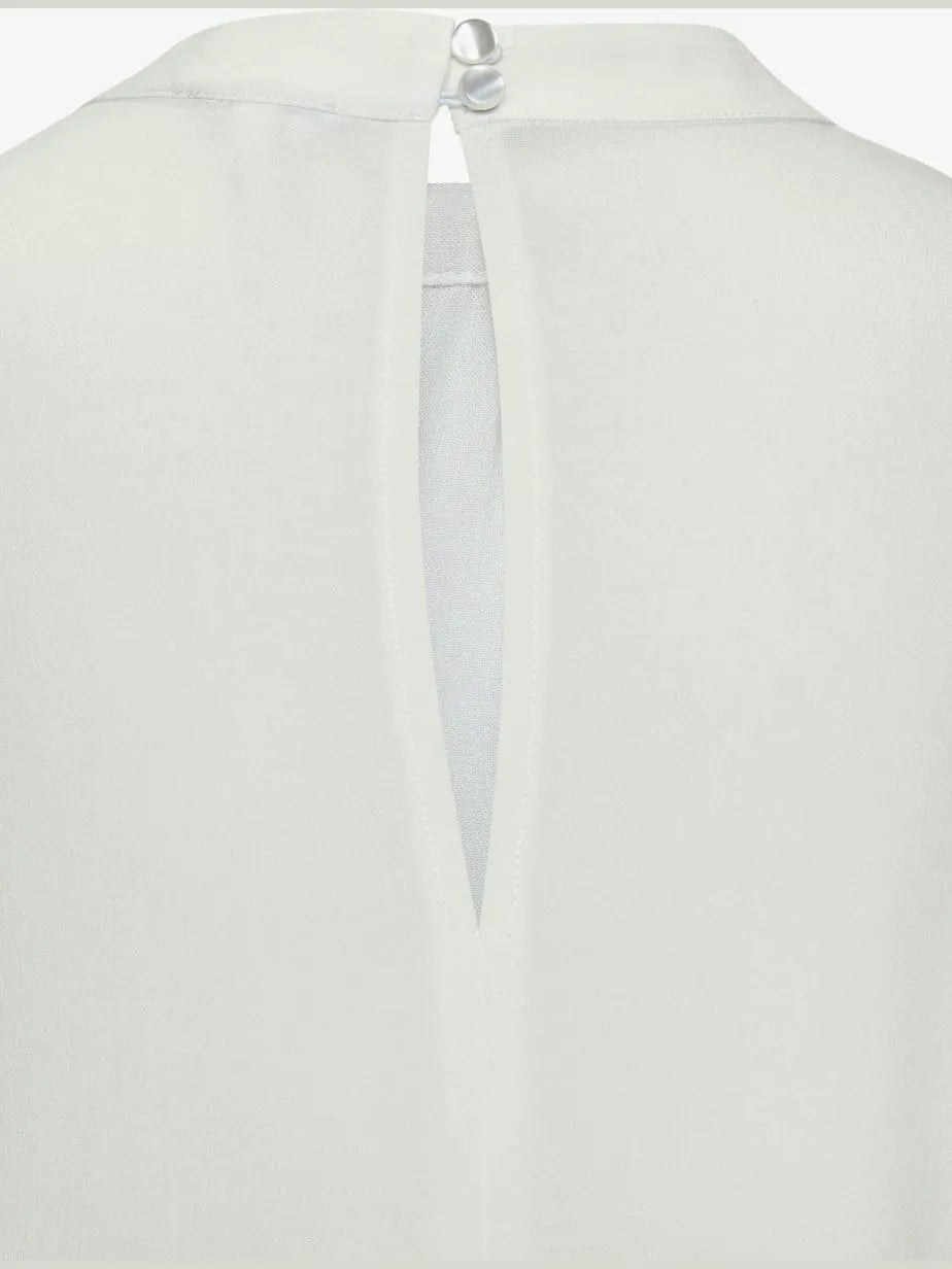 blouse summer collar montant with mancherons and hem straight