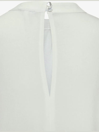 blouse summer collar montant with mancherons and hem straight