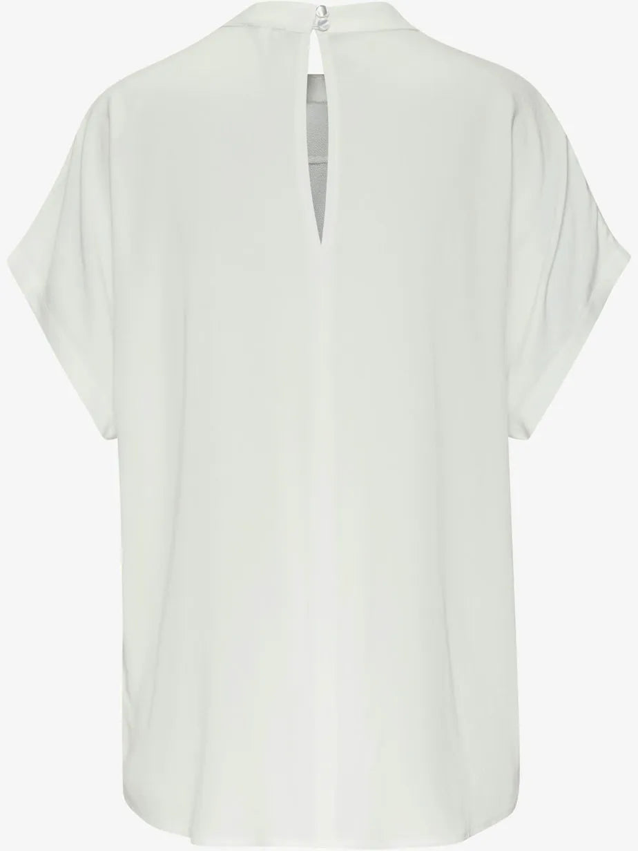 blouse summer collar montant with mancherons and hem straight