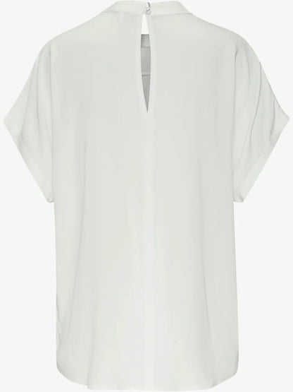 blouse summer collar montant with mancherons and hem straight