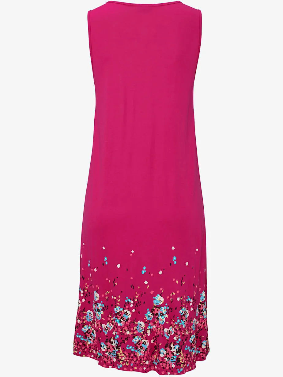 dress summer sans sleeves with patterns floraux with details pleated