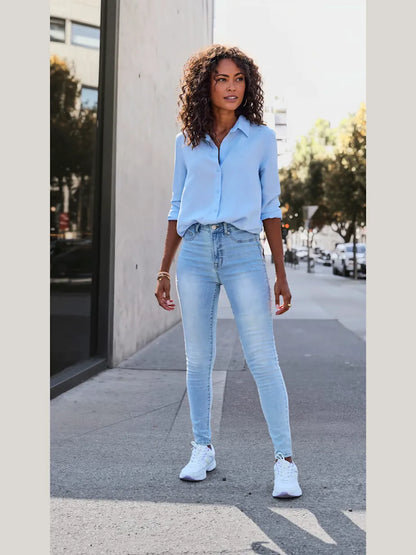 Jegging skinny waist haute in denim extensible with 5 pockets