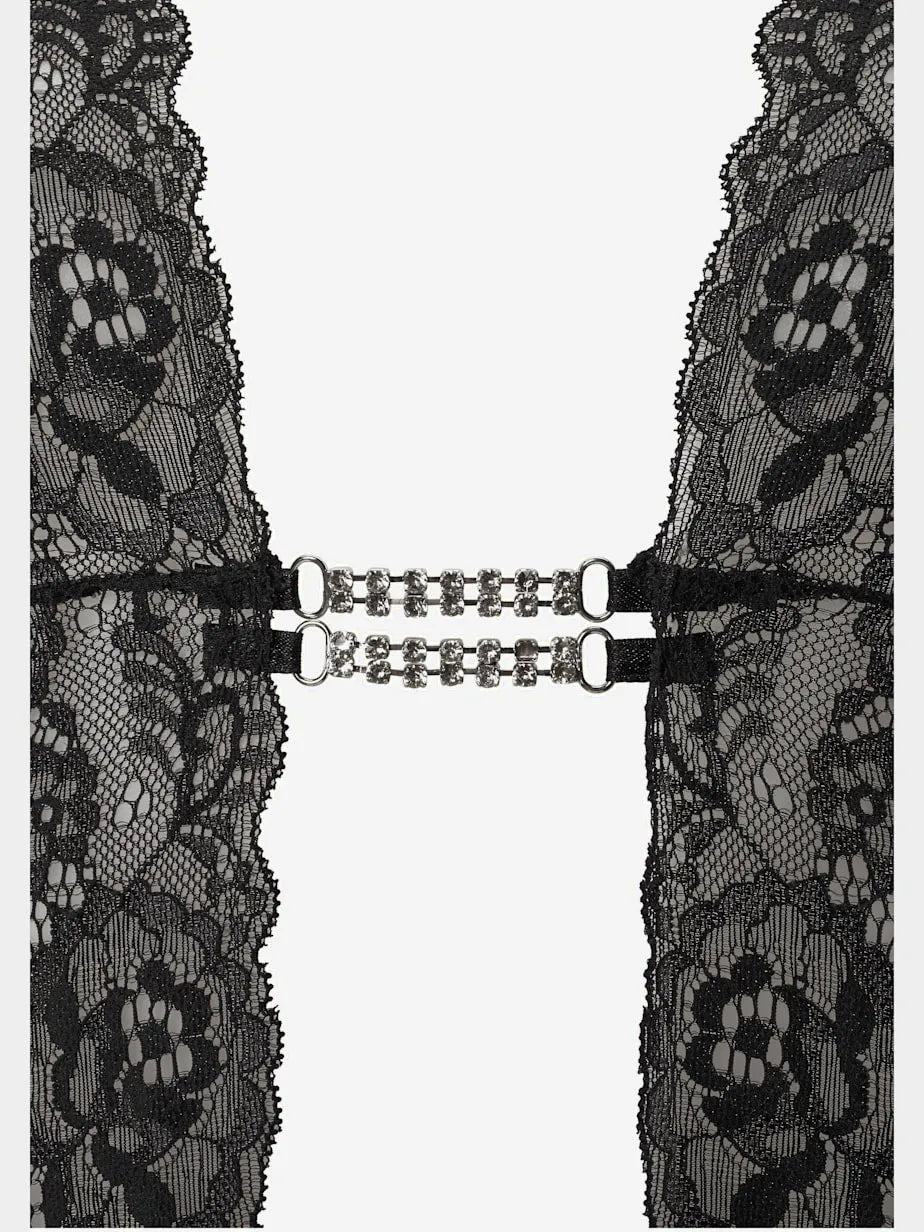 bodysuit with strap to the neck combined erotic in lace with jolie neckline profonde